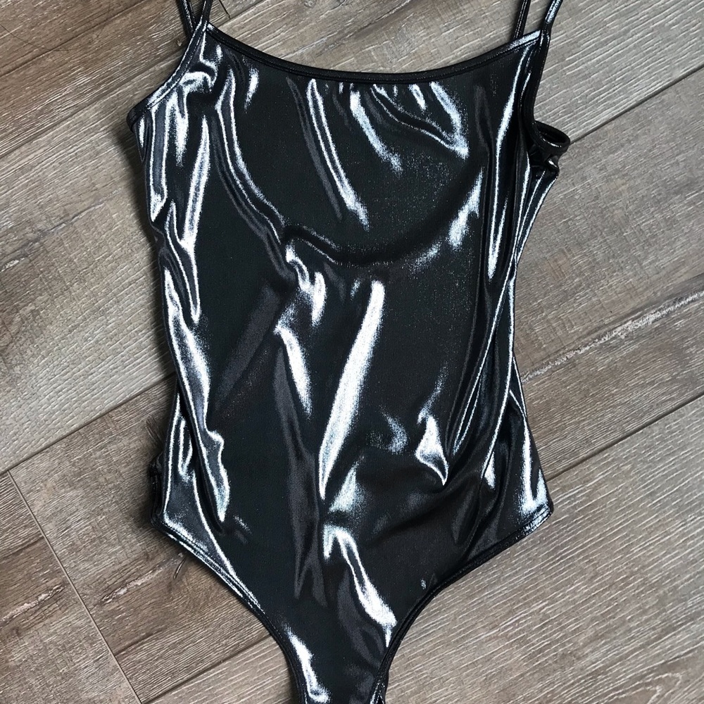 NWOT AMERICAN APPAREL BODYSUIT liquid metallic